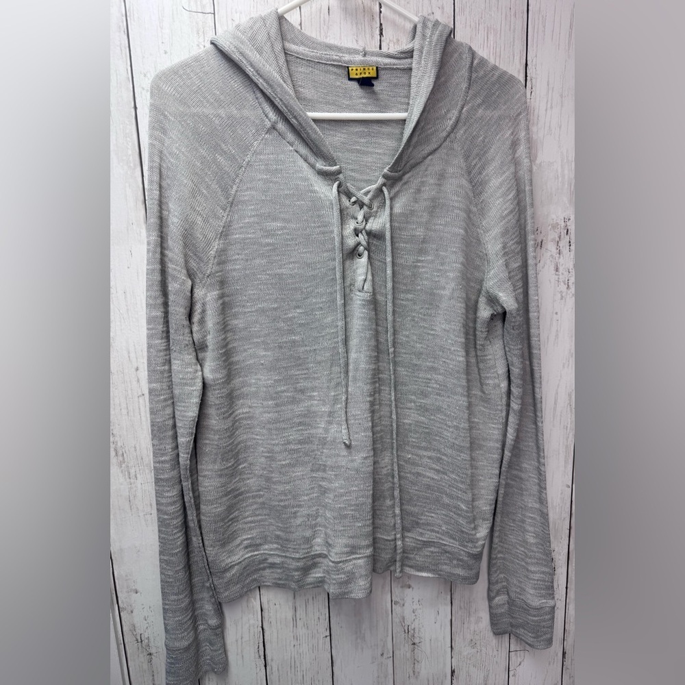 Prince & Fox Light Gray Lace-Up Hoodie size large